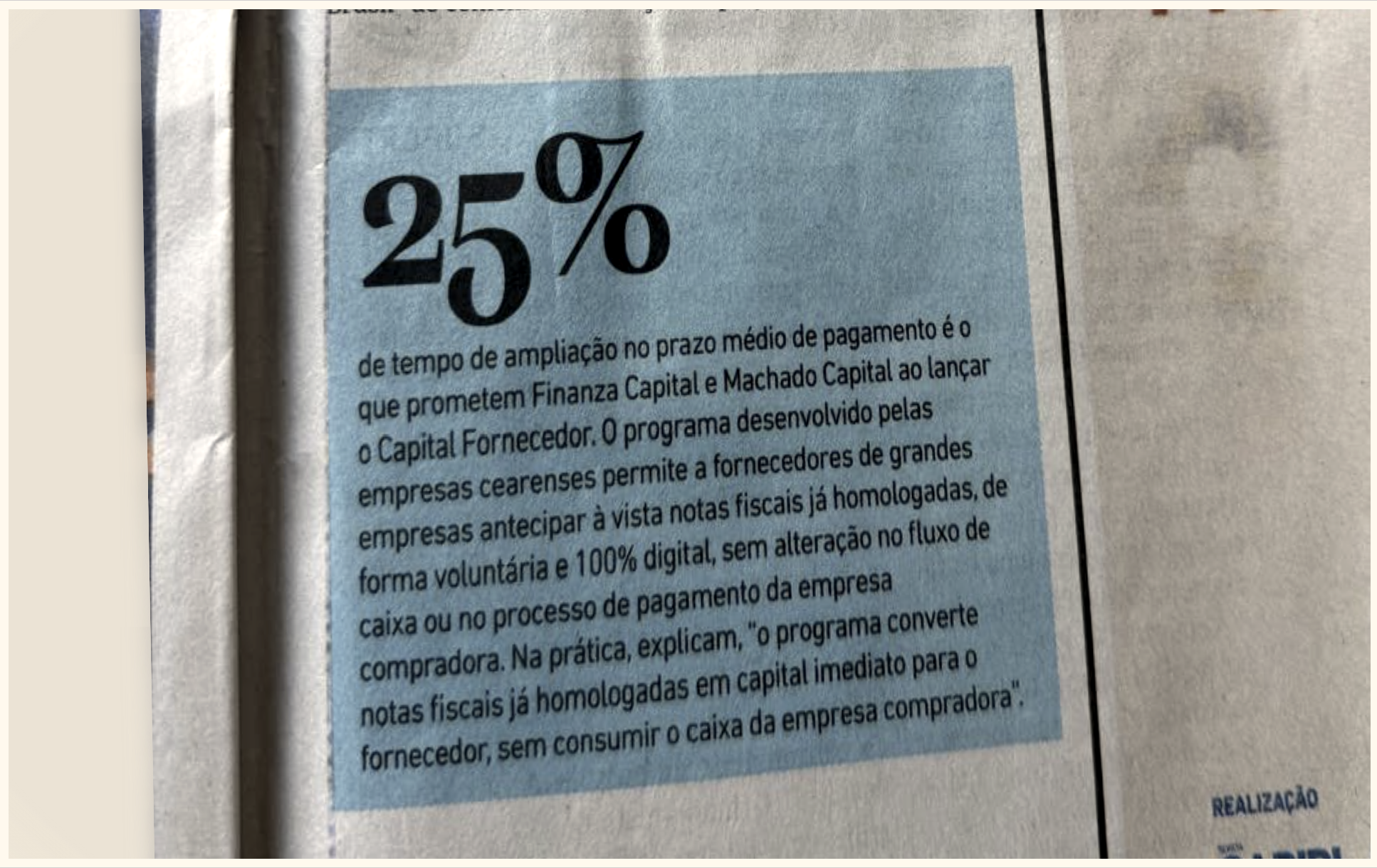 Matéria O Povo — Capital Fornecedor 25% DPO